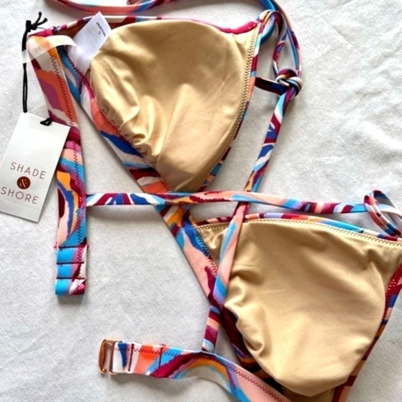 NWT shade and shore multi color wave bikini top size large - Picture 7 of 10